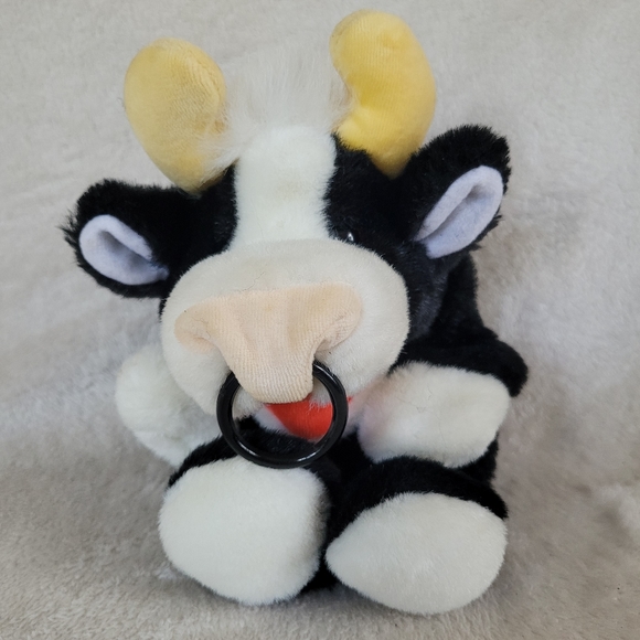 Vintage 1991 Gund Funanimals Cow bull hand puppet plush soft toy - Picture 4 of 7